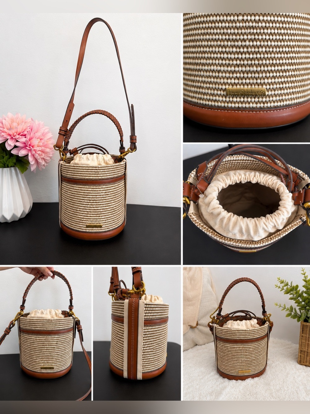 House of Harlow 1960 | Woven Bucket Removable Crossbody Cinch Closure